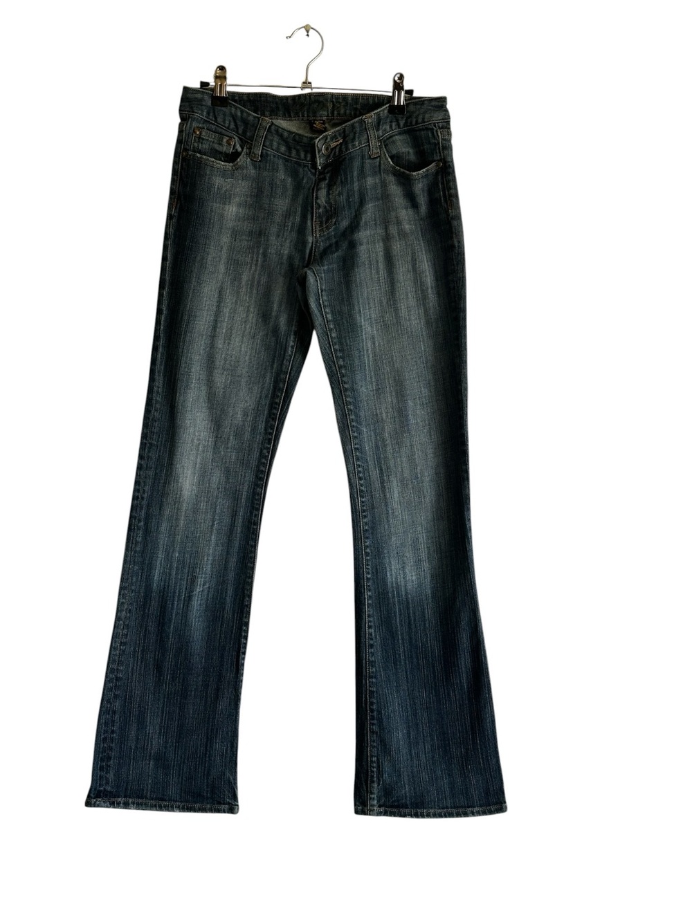 Y2K Blue Jeans Size 7 – Embroidered Pocket Low Rise Stretch Denim Indie Y2K